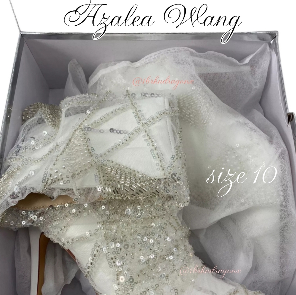 NWT Showstopper White Booties Lace & Diamond Sparkling Mid Boots one of a kind - Picture 8 of 16